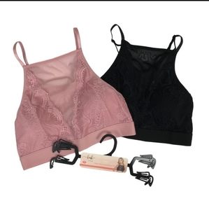 Hush intimates set of 2 high neck lace bralettes